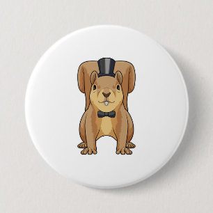 Eekhoorn als bruidegom met pak ronde button 7,6 cm