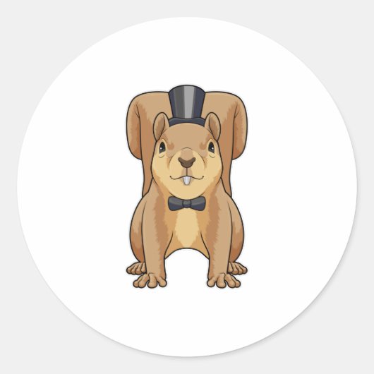 Eekhoorn als bruidegom met pak ronde sticker (Voorkant)