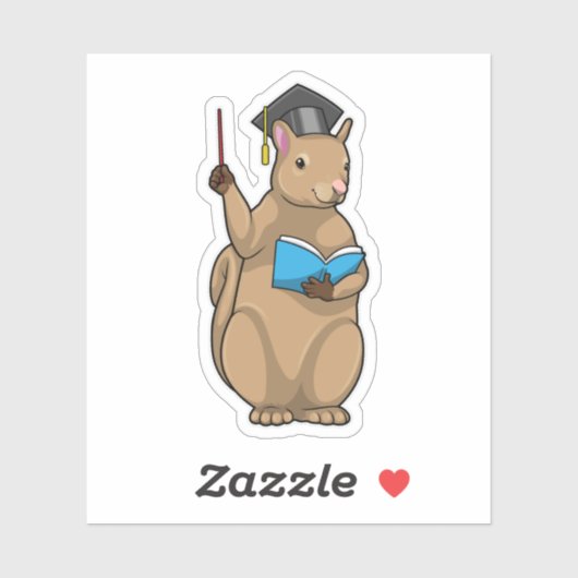 Eekhoorn als leraar met boek sticker (Vel)
