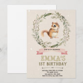 eekhoorn Baby shower Invitation Kaart (Voorkant / Achterkant)