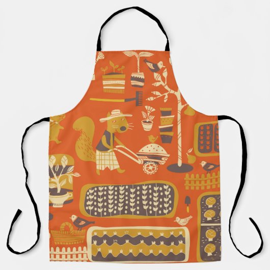 eekhoorn bevindt zich in een tuin,  geschilderd do schort (Voorkant)