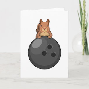 Eekhoorn bij bowlen met bowlingbal kaart