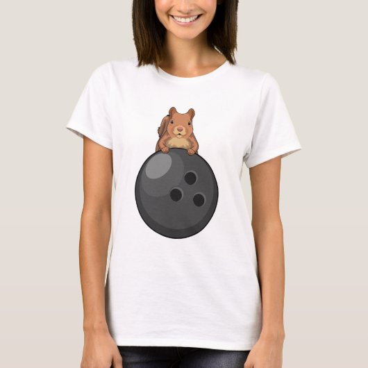 Eekhoorn bij Bowling met Bowling-bal T-shirt (Voorkant)