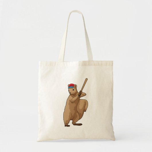 Eekhoorn bij honkbal met honkbalknuppel tote bag (Voorkant)
