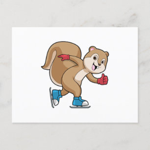 Eekhoorn bij ijsschaatsen met ijs-schaatsen briefkaart