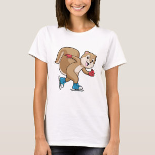Eekhoorn bij ijsschaatsen met ijs-schaatsen t-shirt
