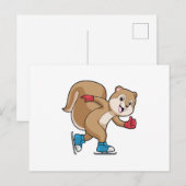 Eekhoorn bij schaatsen met schaatsen briefkaart (Voorkant / Achterkant)