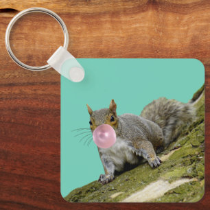 Eekhoorn blazen een Bubblegum Bubble Animal Foto Sleutelhanger