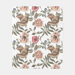Eekhoorn Bloemendruk Fleece Deken
