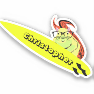 Eekhoorn cartoon surfplank sticker