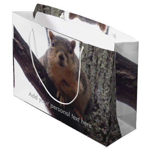 Eekhoorn die naar je cadeautas kijkt (Achterkant Gekanteld)