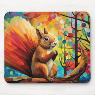 Eekhoorn Dierenportret Kleurrijk Schilderij Muismat