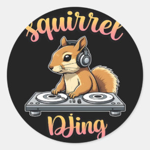 Eekhoorn DJ Party Vibes Grappige Retro DJ Mok Ronde Sticker