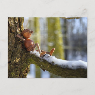 Eekhoorn Elf in een Besneeuwd Bos Ansichtkaart Briefkaart