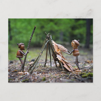 Eekhoorn Elfjes Bouwen een Teepee Ansichtkaart Briefkaart