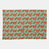 Eekhoorn en Aurn Pattern Green Theedoek (Horizontaal)