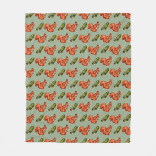 Eekhoorn en eikel patroon groen fleece deken