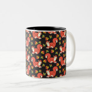 Eekhoorn en herfst leder Patroon Tweekleurige Koffiemok