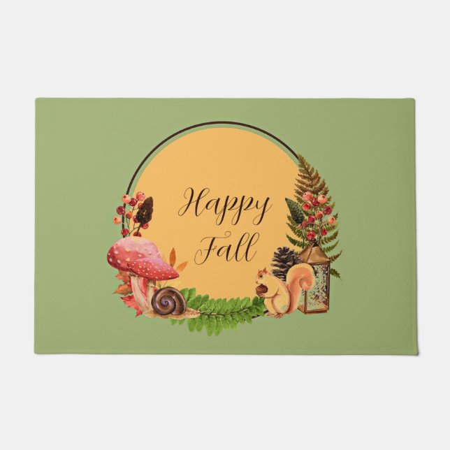 Eekhoorn en natuur met aanpasbare tekst deurmat (Voorkant)