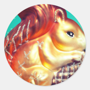 Eekhoorn en pinecone  herfst winter ornament ronde sticker