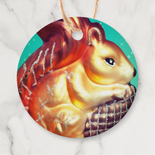 Eekhoorn en pinecone  ornament herfst winter bedankjes labels (Achterkant)