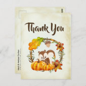 Eekhoorn en pompoenen Herfst Rustiek Dank u Briefkaart (Voorkant / Achterkant)