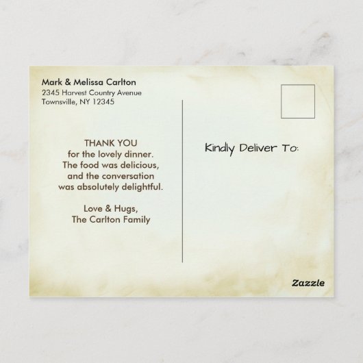 Eekhoorn en pompoenen Herfst Rustiek Dank u Briefkaart (Achterkant)