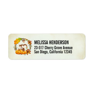 Eekhoorn en pompoenen Rustic Wreath Etiket