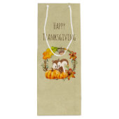 Eekhoorn en pompoenen Rustic Wreath Wijn Cadeautas (Achterkant)