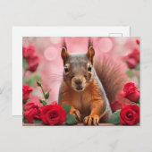 Eekhoorn en Rode Rozen Briefkaart (Voorkant / Achterkant)