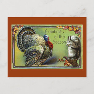 Eekhoorn en Turkije Thanksgiving Feestdagenkaart