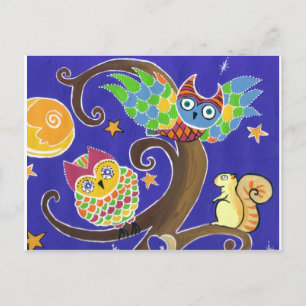 eekhoorn en uilen briefkaart