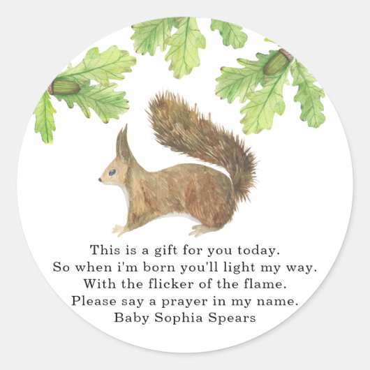Eekhoorn - Gebedskaars label (Voorkant)