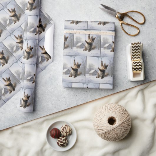Eekhoorn hangend aan een ijspegel cadeaupapier (Crafts)