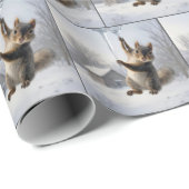 Eekhoorn hangend aan een ijspegel cadeaupapier (Rol Hoek)