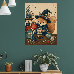 Eekhoorn Heks Koffiezetapparaat Poster