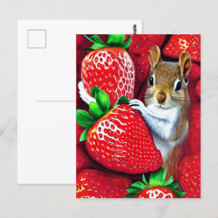 Eekhoorn in aardbeienhemel briefkaart