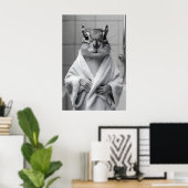 Eekhoorn in badjas print, grappige badkamer muur poster (Thuiskantoor)