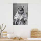Eekhoorn in badjas print, grappige badkamer muur poster (Keuken)