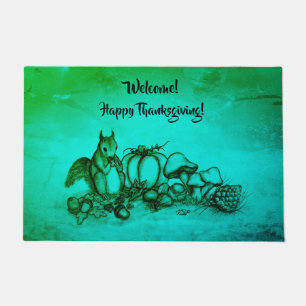 Eekhoorn in de herfst, Happy Thanksgiving! Deurmat
