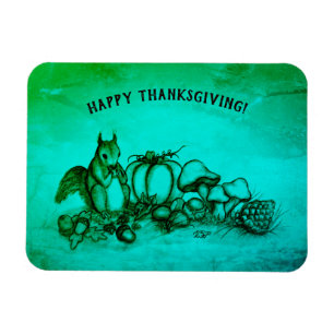 Eekhoorn in de herfst, Happy Thanksgiving! Magneet