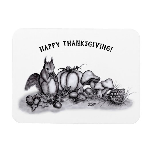 Eekhoorn in de herfst, Happy Thanksgiving! Magneet (Horizontaal)
