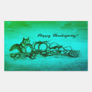 Eekhoorn in de herfst, Happy Thanksgiving! Rechthoekige Sticker