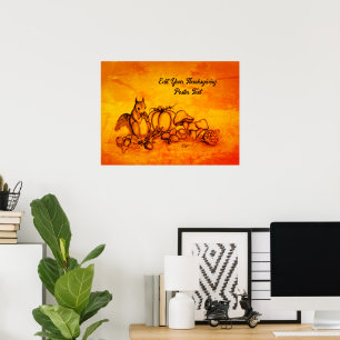 Eekhoorn in de herfst, Prettig Thanksgiving! Poster