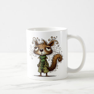 Eekhoorn in een groene trenchcoat koffiemok