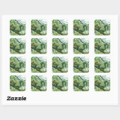 Eekhoorn in een lichtblauwe lijst vierkante sticker (Vel)