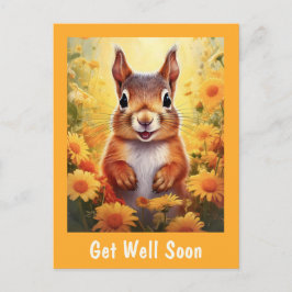 Eekhoorn in gele bloemen Schiet op   Briefkaart