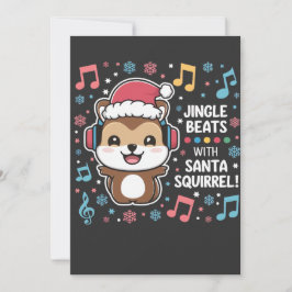 Eekhoorn in hoofdtelefoon en Santa Hat - Jingle Be Save The Date
