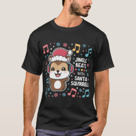 Eekhoorn in hoofdtelefoon en Santa Hat - Jingle Be T-shirt