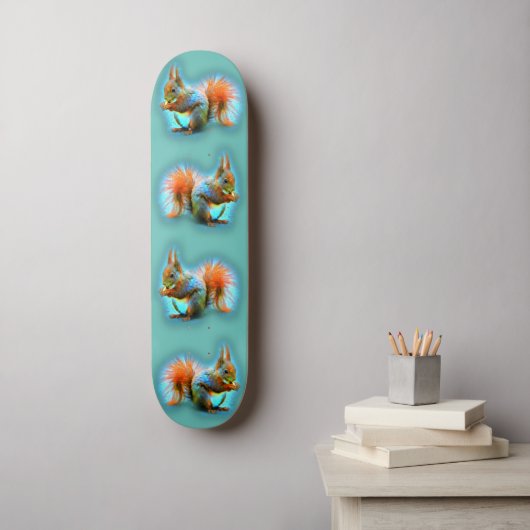 Eekhoorn in moderne stijl skateboard (Muurkunst)